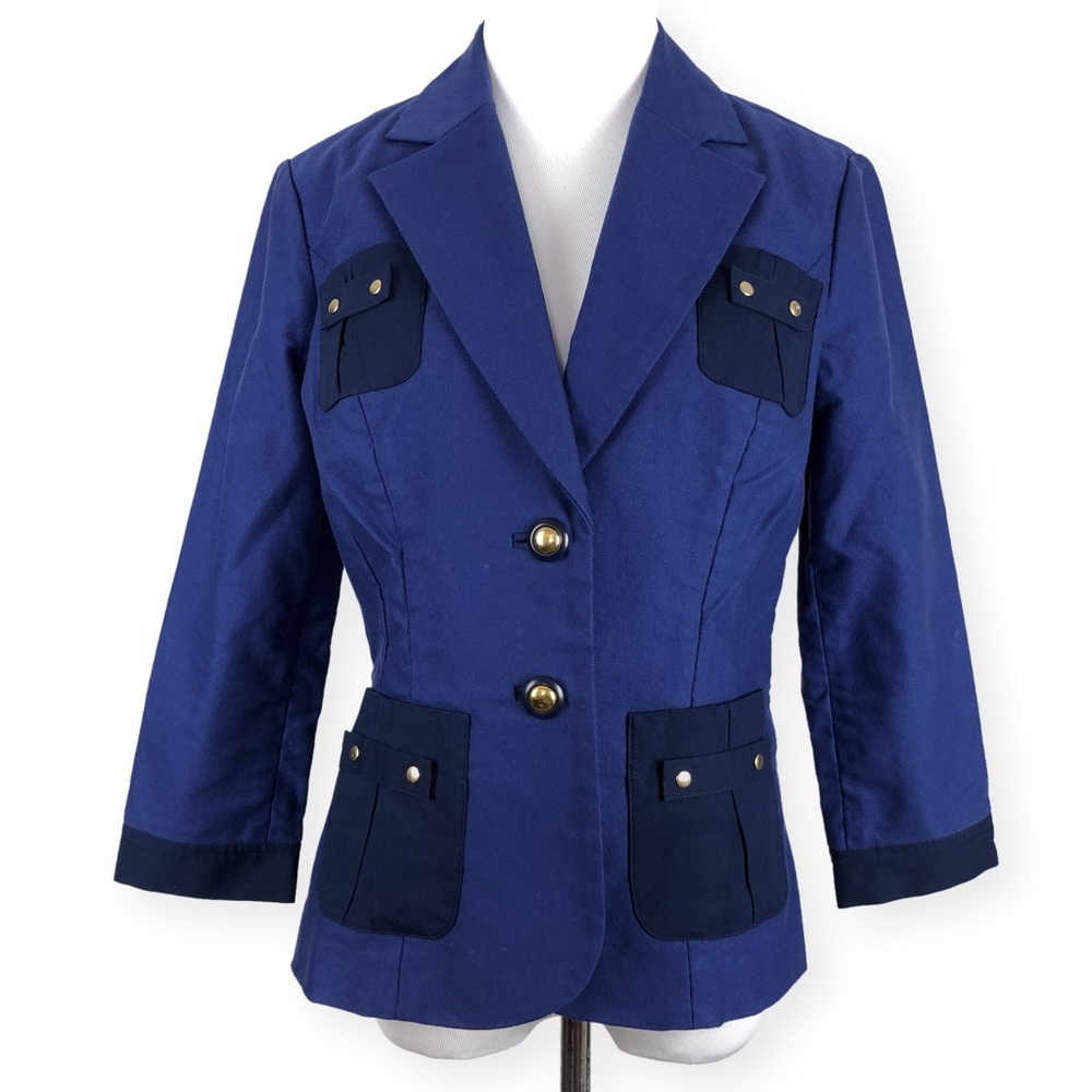 New Cabi Size 6 Canvas Jacket Blazer Blue